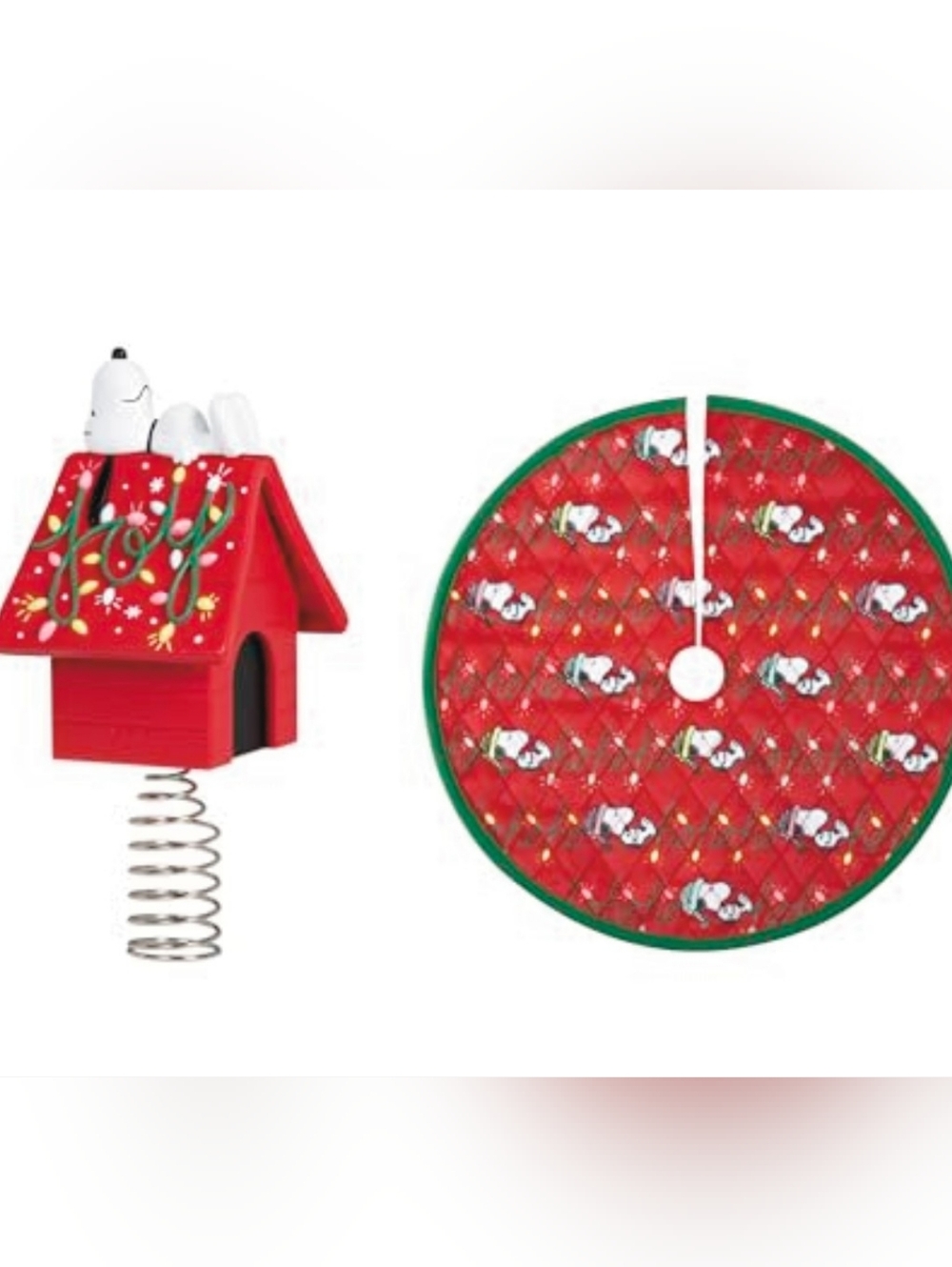 Snoopy Mini Christmas Tree Skirt & Pop-Up Doghouse Ornament Set